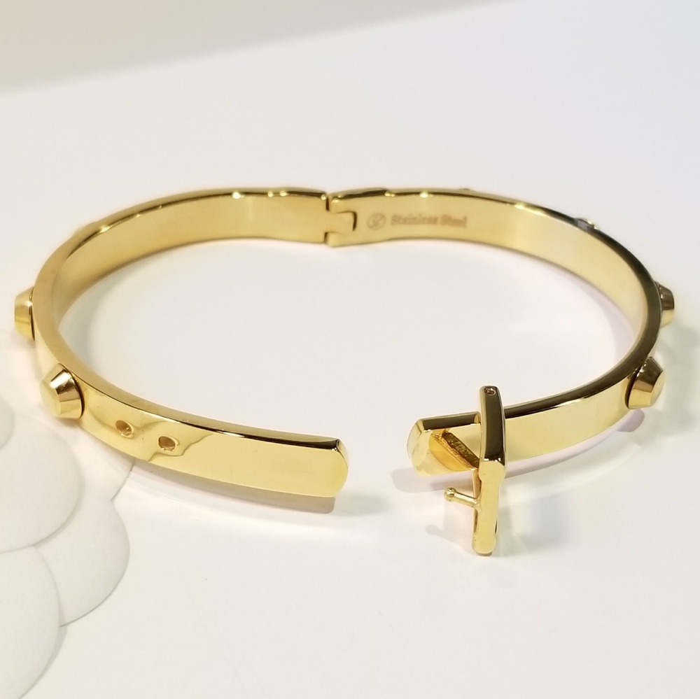 18K Gold Plated Belt Buckle Bangle Bracelet NEW - Picture 6 of 8